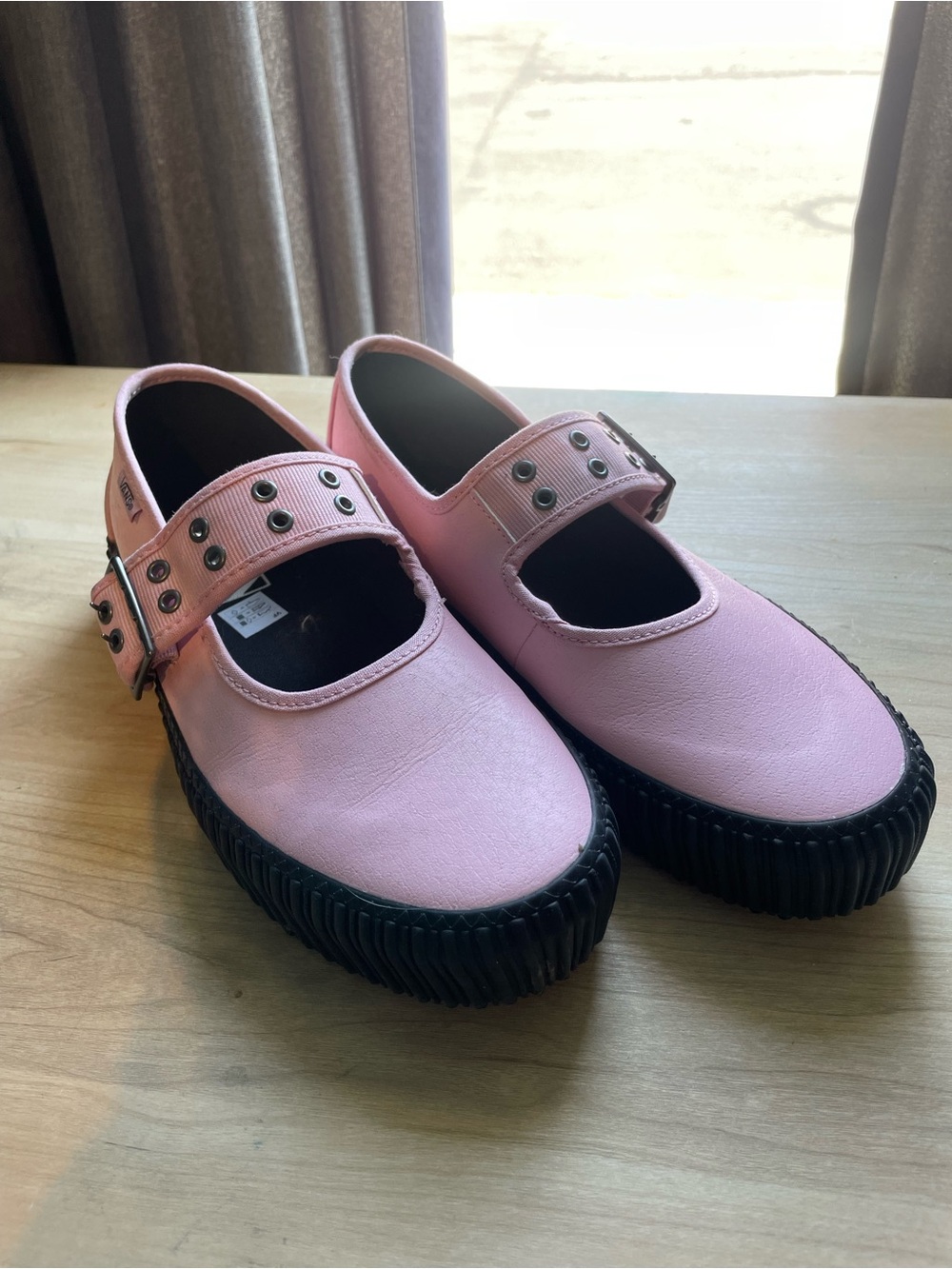 Vans Pink Mary Jane Platform Loafers with Black Sole